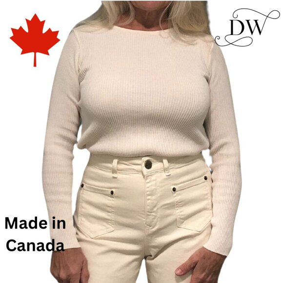Cream Crew Neck Cotton Sweater | Parkhurst - Picture 1 of 2